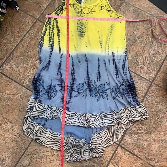 Ocean Breeze Free Size Scoop Neck Short Sleeve Embroidered Hi Low Maxi Dress - Picture 8 of 10